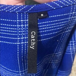 Clathy Women's Royal Blue Plaid Top S